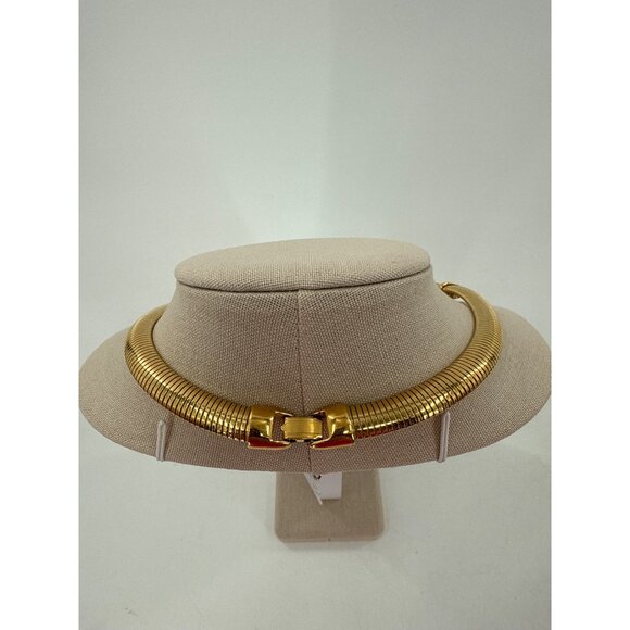 MONET Runway DECO MODERNIST NECKLACE BLACK MOLDED LUCITE GP FLEX CHAIN 80s - Picture 3 of 5